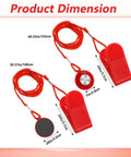 Two Pack Treadmill Magnetic Safety Keys Universal Round Emergency Stop Switch Replacement, red ABS, 103cm and 96cm long