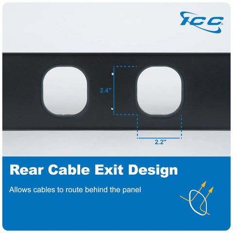 Rear cable exit design on 2U Finger Duct Cable Manager Panel With Cover For 19 Inch Racks 3 Inch Depth Horizontal Cable Management