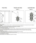 Installation diagram for Heavy Duty Gate Latch And 9 Inch Handle Kit Self Locking Steel Gate Lock Hardware with measurements.