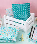 Thick Self Adhesive Poly Mailers 10 By 13 Inches 40 Pack with flower, dot, plaid patterns in a white crate, ideal for small business.