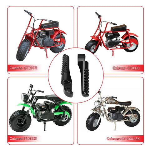 Mini Bike Foot Pegs Replacement Set For Coleman Powersports CT200U BT200X CT100U Trail 200 And 100 Models footrests displayed