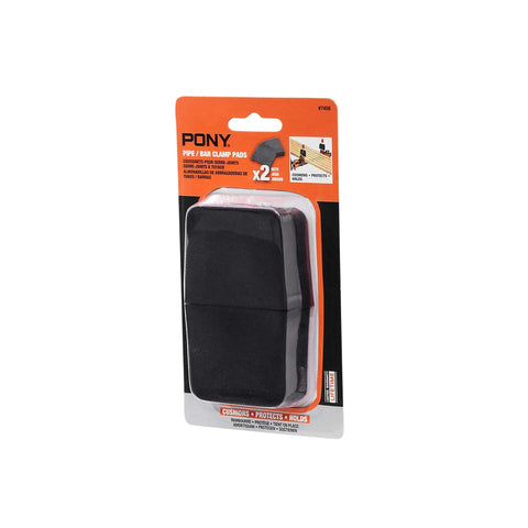 Rugged Rubber Cushion Clamp Pads That Shield Wood And Metal From Deep Scratches in packaging, 2 pack black pads for clamps.