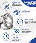 Front view of 4 PATIKIL 51101 thrust ball bearings, 12x26x9 mm, chromium steel (GCr15), silver