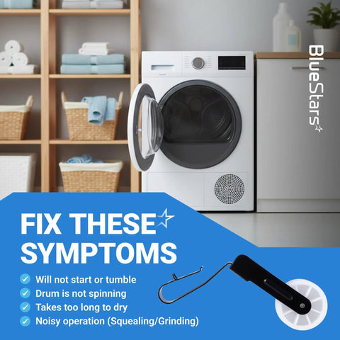 Modern laundry room with dryer depicting upgrade benefits for Upgraded Dryer Idler Pulley For Whirlpool Kenmore Maytag Roper Dryers Easy Install Durable Replacement Part Replaces W10612905 WP691366 AP6010582 239477 3394332 347034 347226 PS11743765 WED4815EW1 NED4655EW1