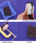 4 Piece Leather Cutting Die Set For DIY Crafts, Dog Paw And Keychain Shapes, steps of soaking, molding, pressing, finished cut