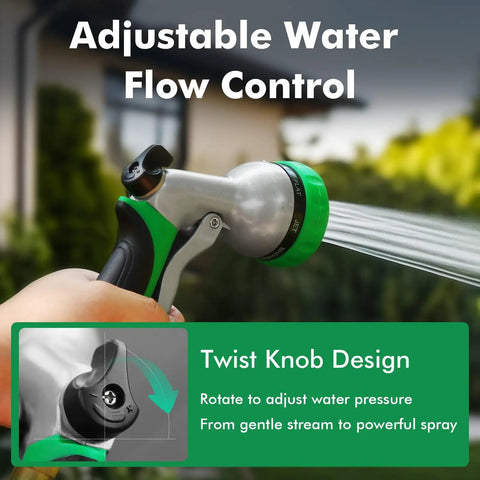 Heavy Duty Metal Garden Hose Nozzle With 7 Adjustable Spray Patterns High Pressure Hand Sprayer With Flow Control in use