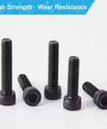 Hex Socket Head Cap Screws Set M6 Bolts 25 Pcs, 12.9 Grade Alloy Steel With Black Oxide Finish, Fully Threaded, assorted lengths