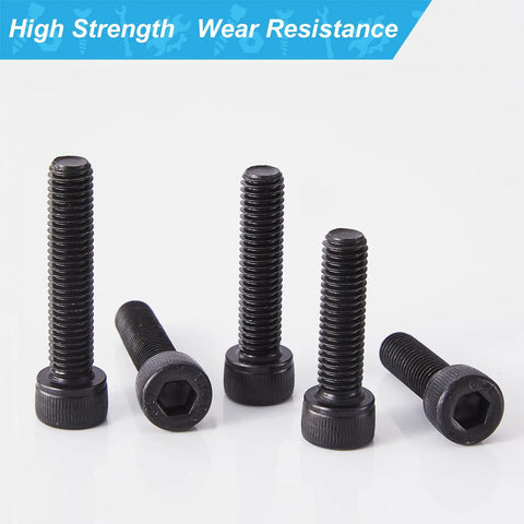 Hex Socket Head Cap Screws Set M6 Bolts 25 Pcs, 12.9 Grade Alloy Steel With Black Oxide Finish, Fully Threaded, assorted lengths