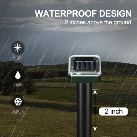 Eight Pack Solar Powered Mole Repellent Ultrasonic Outdoor Pest Repeller For Lawns And Gardens Waterproof Dark Green