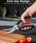 Beefy Heavy Duty Poultry Shears With Anti Slip Handle And Safety Lock Spring Loaded Kitchen Scissors For Meat Chicken Turkey Bone And Fish Dishwasher Safe Corrosion Resistant Stainless Steel, anti-slip handle