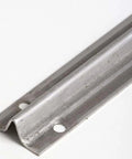 Close-up of a stainless steel 6ft Screw On Track Cover For Sliding Patio Glass Doors Replacement Hardware, showing screw holes.