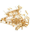 Bulk 50 Pack Copper Flat Round Tray Lapel Pins With Heavy Fabric Fastening And Raw Finish Metal Brooch Sticks For Industrial Crafts And Costume Accessories, pile of gold lapel pins.