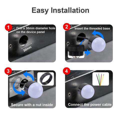 Step-by-step installation guide for 24V DC Industrial Warning Light With Buzzer, 3 Color Single Layer LED Signal Tower.