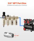 All-In-One Air Compressor Filter Regulator With Four-Stage Filtration And Desiccant Dryer, Three-Quarters-Inch NPT shown with compressor