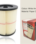 Heavy Duty 9-17816 Wet Dry Vacuum Filter Replacement next to packaging showing size and material details