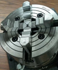 8 Inch Precision Tilting Rotary Table With Badass Build Quality And Killer 4 Jaw Independent Chuck, close-up of chuck detail.