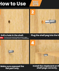 How to use Hella Durable 50 Pack Nickel Plated Shelf Pins Rust Proof Metal Support Pegs For Cabinet Furniture Shelves.