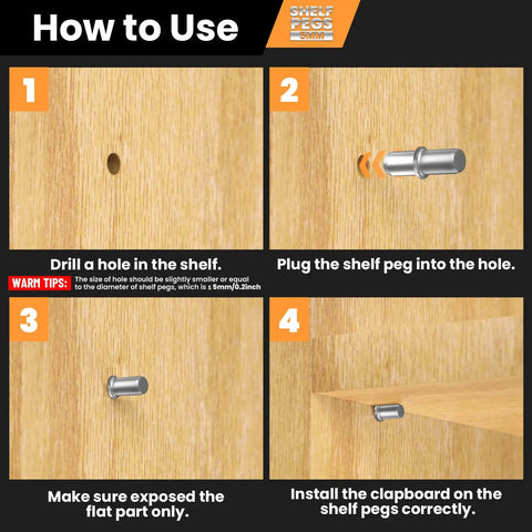How to use Hella Durable 50 Pack Nickel Plated Shelf Pins Rust Proof Metal Support Pegs For Cabinet Furniture Shelves.