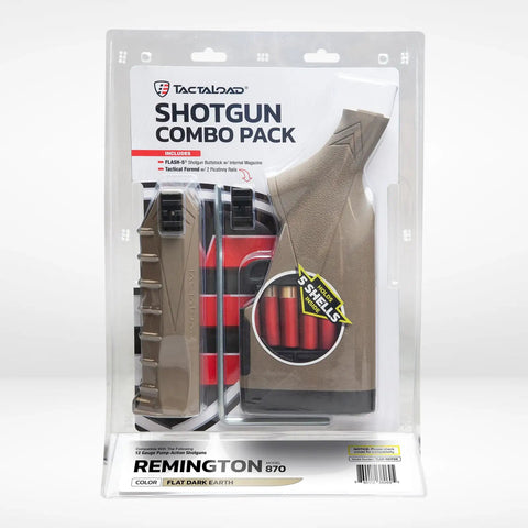 Flash-5 Buttstock and Forend for 12 Gauge Pump-Action Shotguns Combo Pack Flat Dark Earth Fits Remington 870 in packaging