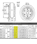 Technical drawing of Pro Grade 25N.m Magnetic Powder Hollow Shaft Brake with 24V Tension Controller showing dimensions and specifications.