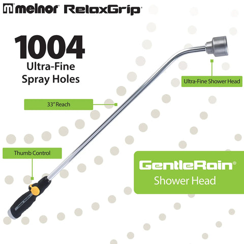 Diagram showing RelaxGrip Water Wand With GentleRain Shower Head 33 Inch Reach Ultra Fine 1004 Spray Holes For Delicate Plants.