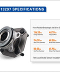 Set Of 2 Front Wheel Hub And Bearing Assemblies For Nissan Sentra 2007 To 2012 2L With ABS shown with specification details