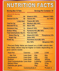 Nutrition facts label for 60 Day Emergency Food Supply With Gluten Free Non GMO Survival Tabs, Chocolate Flavor, 4 Bottles Of 180 Tabs Each.