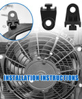 Installation view of Eight Piece Universal Radiator Fan Mounting Feet Brackets L Shaped Install Legs securing slim electric car cooling fans.