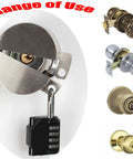 Heavy Duty Door Handle Lock Stops Knob Turning And Blocks Keyhole For Solid Privacy Lock showing stainless steel lock and various doorknobs.
