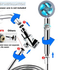 High Pressure Turbo Shower Head Kit With Propeller Jet And Vortex Handheld Design installation guide illustration.