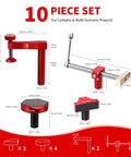 Ironclad Bench Dog Clamp Pack For Mft Workbenches With Ten Nonslip Inserts featuring 10-piece set with various sizes for woodworking.