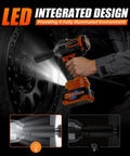 Badass Heavy 1500Nm Cordless Impact Wrench With Massive Torque And Brushless Motor Beast Includes Two 4Ah 21V Batteries in use with LED.