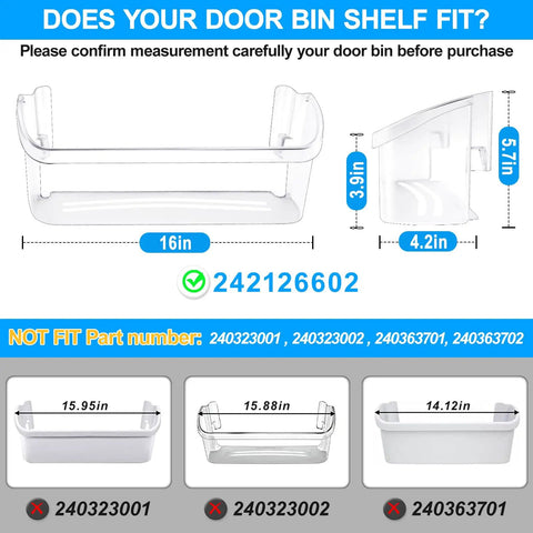 Upgraded Refrigerator Door Bin Shelf Replacement For Side Shelf Rack Parts Easy Install Durable Fridge Storage Bin Fits 242126602