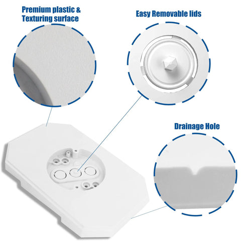 Vinyl Siding Mounting Block With Built-In Electrical Box White, Heavy-Duty Plastic, Paintable Surface, Durable Weatherproof Mounting Block For Outdoor Lights And Fixtures, Quick Install, 6.53x10.23 in white plastic with removable lid and drainage hole
