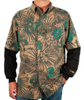Flame Resistant Long Sleeve Hawaiian Shirt Tropi Camo X Large For Workwear And Field Crews, Lightweight FR Knit, showing two chest pockets.