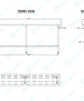Diagram showing dimensions of Rock Solid Heavy Duty Stainless Steel Work Table With Open Base Commercial Grade Metal Prep Bench 84 Inch Long.