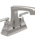 Side view of Ashlyn Centerset Bathroom Faucet in Brushed Nickel with 2 Handles and High Arc Spout, WaterSense 1.2 GPM