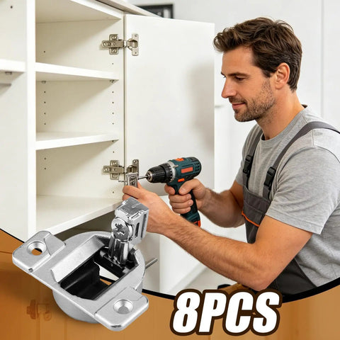 Man installing Soft Close Cabinet Hinges for Smooth Silent Operation, Self-Aligning Cupboard Hardware on kitchen cabinets