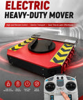 Rock Steady Electric Skates Mover With Wireless Remote Control Industrial Dolly featuring red heavy-duty design and control remote.