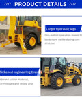 Heavy Duty Backhoe Loader With Built Tough Attachments For Construction Agriculture And Farm Work emphasizing hydraulic legs and thick tires