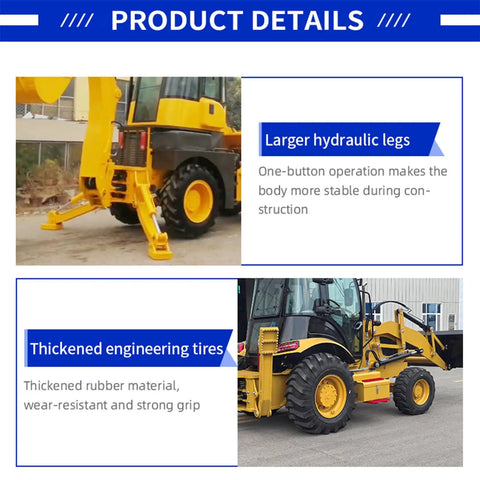 Commercial Grade Backhoe Loader For Construction And Agriculture With Front Loader And Backhoe Attachments Folding Bucket And Workhorse Performance details