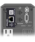 RCCARD100 Cloud Monitoring Card installed in a USB port with PowerPanel Cloud remote management for UPS systems