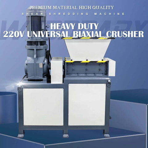 Front view of WYDDDARY biaxial shredder with 19 blades, 220V 7500W for plastic, rubber, wood, metal waste
