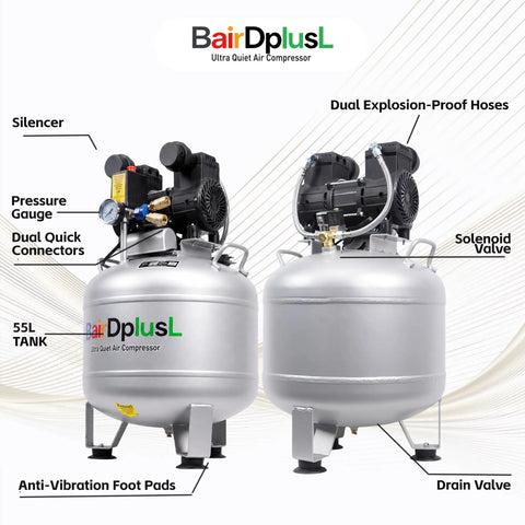 BairDplusL 14.5 Gallon Vertical Air Compressor With High Speed Motor Max 115 Psi And 70 Db Ultra Quiet Operation For Nail Guns And Tool Use At Home Garage Projects Lightweight Portable Design