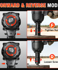 Half Inch Cordless Impact Wrench Delivers Up To 738 Foot Pounds Of Torque For Tough Bolts And Rusted Nuts Beast Mode Power For Car Tires Trucks SUVs RVs And Heavy Duty Garage Maintenance, forward and reverse mode