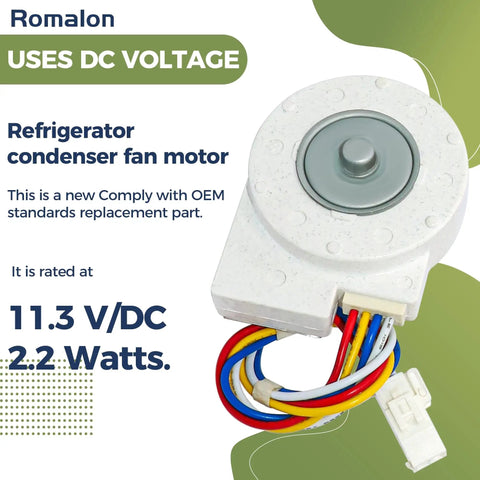 Condenser Fan Motor Replacement For GE Hotpoint Fridges 11.3 V DC 2.2 W Four Pin Plug Fits Replaces WR60X10042 WR60X10053
