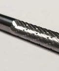 One Fourth Inch Cylinder Double Cut Solid Carbide Burr SA-1L For Metalworking And Jewelry Making, precision rotary file close-up view