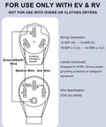 Diagram of Heavy Duty Nema 10-50 To 14-50R EV Charger Plug Adapter wiring connections for electric vehicles.