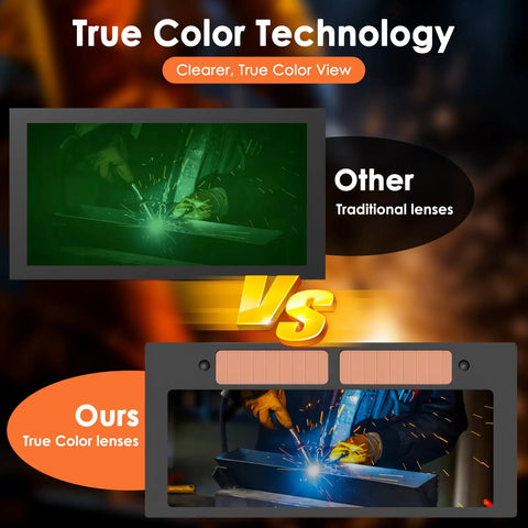 Big Screen Welding Mask With True Color Solar Auto Dimming And Color Changing Shield comparison view
