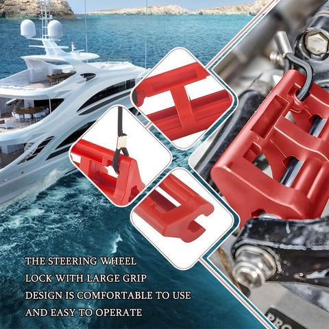 Hydraulic Steering Lock For Outboard Motors 4 Inch Steer Stop Prevents Oscillation During Trailering And Towing Keeps Your Boat Engine Dialed In And Stable On The Move Red
